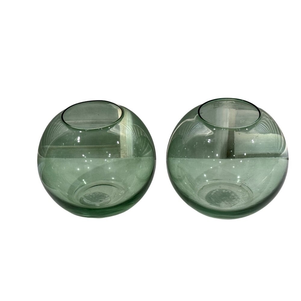 Room Essentials - Set Of 2 Green Glass Bubble Vases Home Essentials Decorative R
